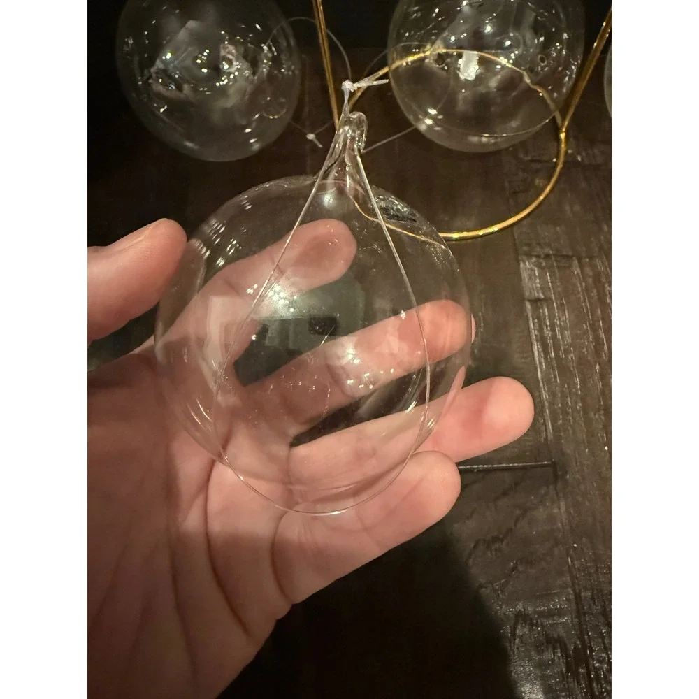 Silvestri 3in Glass Christmas Holiday Ornaments Clear Hand Blown Set of 5